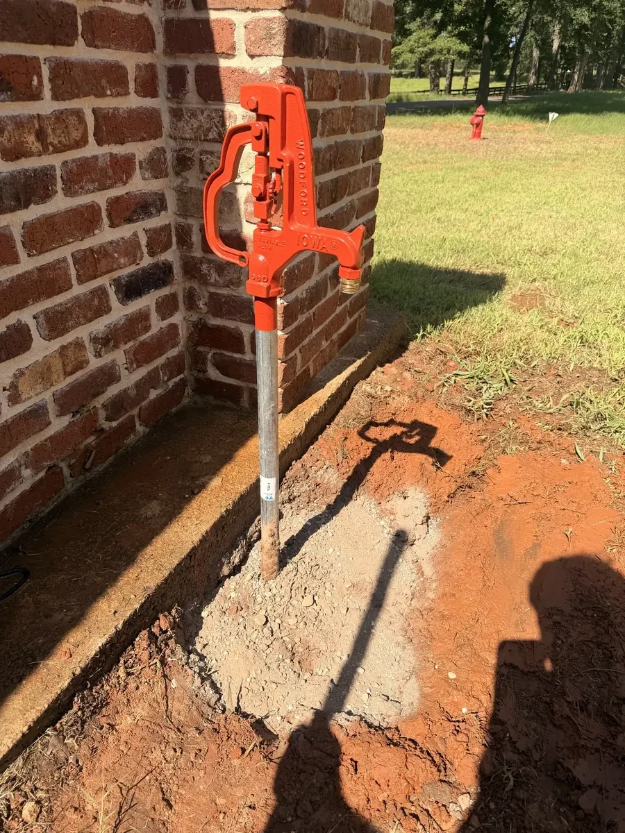 Frost-proof yard hydrant installed on Drip Rock Road in Jacksonville, Texas