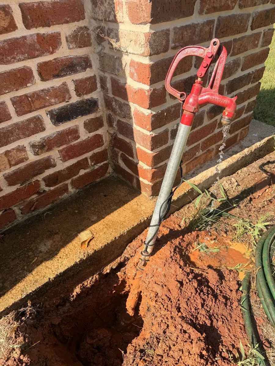 Frost-proof yard hydrant installed on Drip Rock Road in Jacksonville, Texas