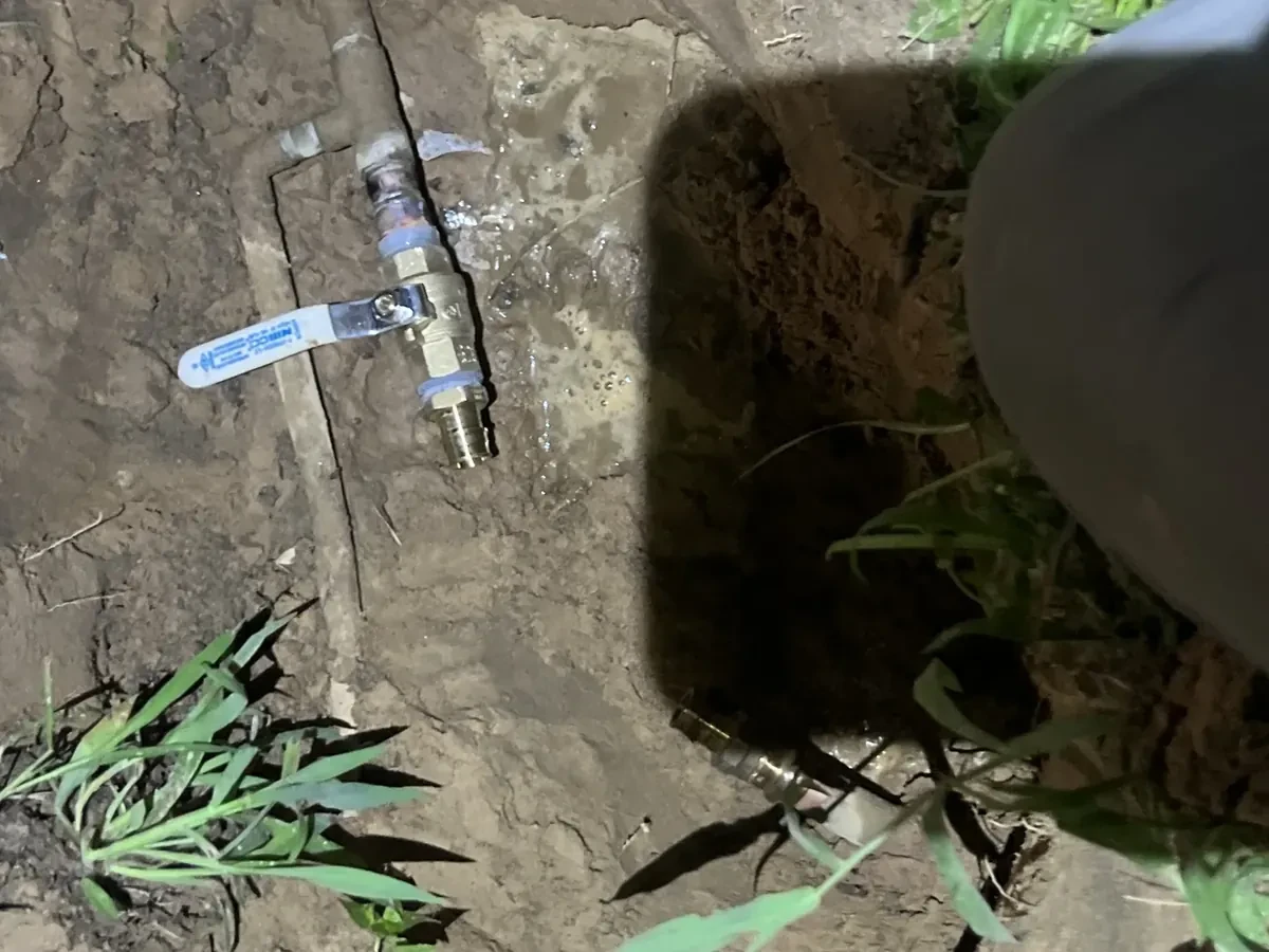 Tub drain and supply valves set under the slab on Goodwin Street in Jacksonville, Texas