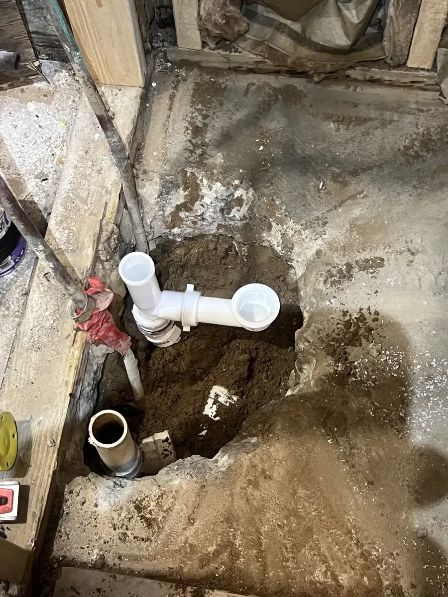 Tub drain and supply valves set under the slab on Goodwin Street in Jacksonville, Texas