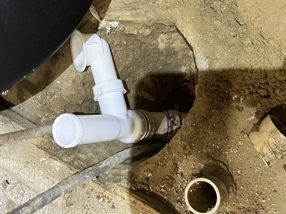 Tub drain and supply valves set under the slab on Goodwin Street in Jacksonville, Texas