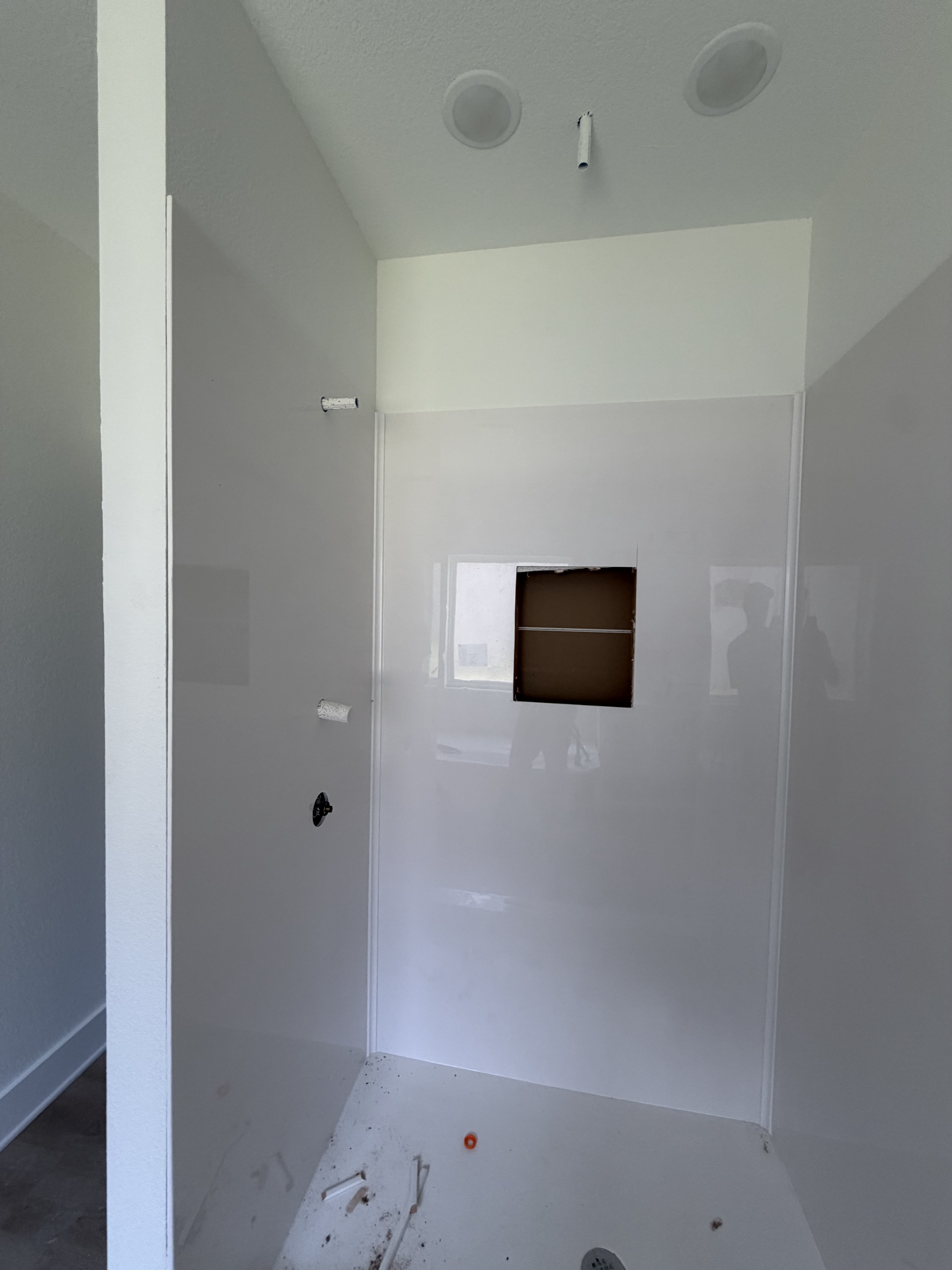 Shower plumbing rough in service detail near Charnwood District