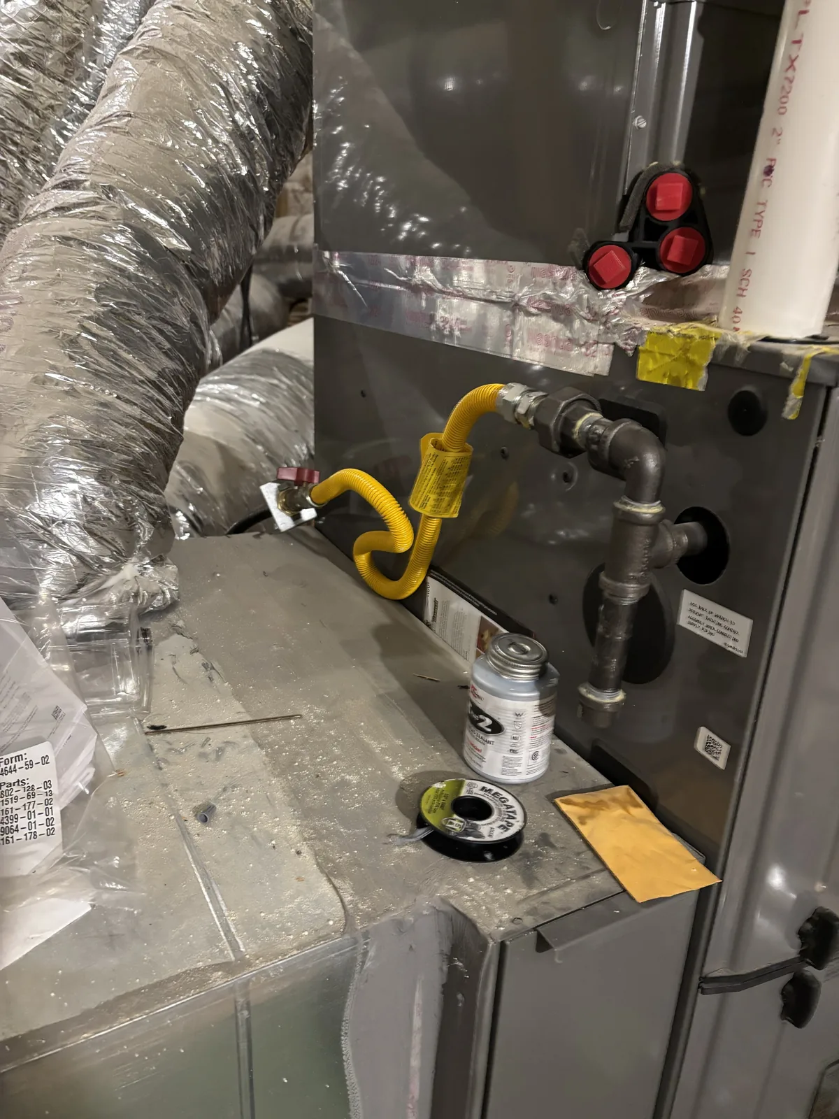 Furnace gas connection with shutoff valve on Hollytree Drive in Tyler TX