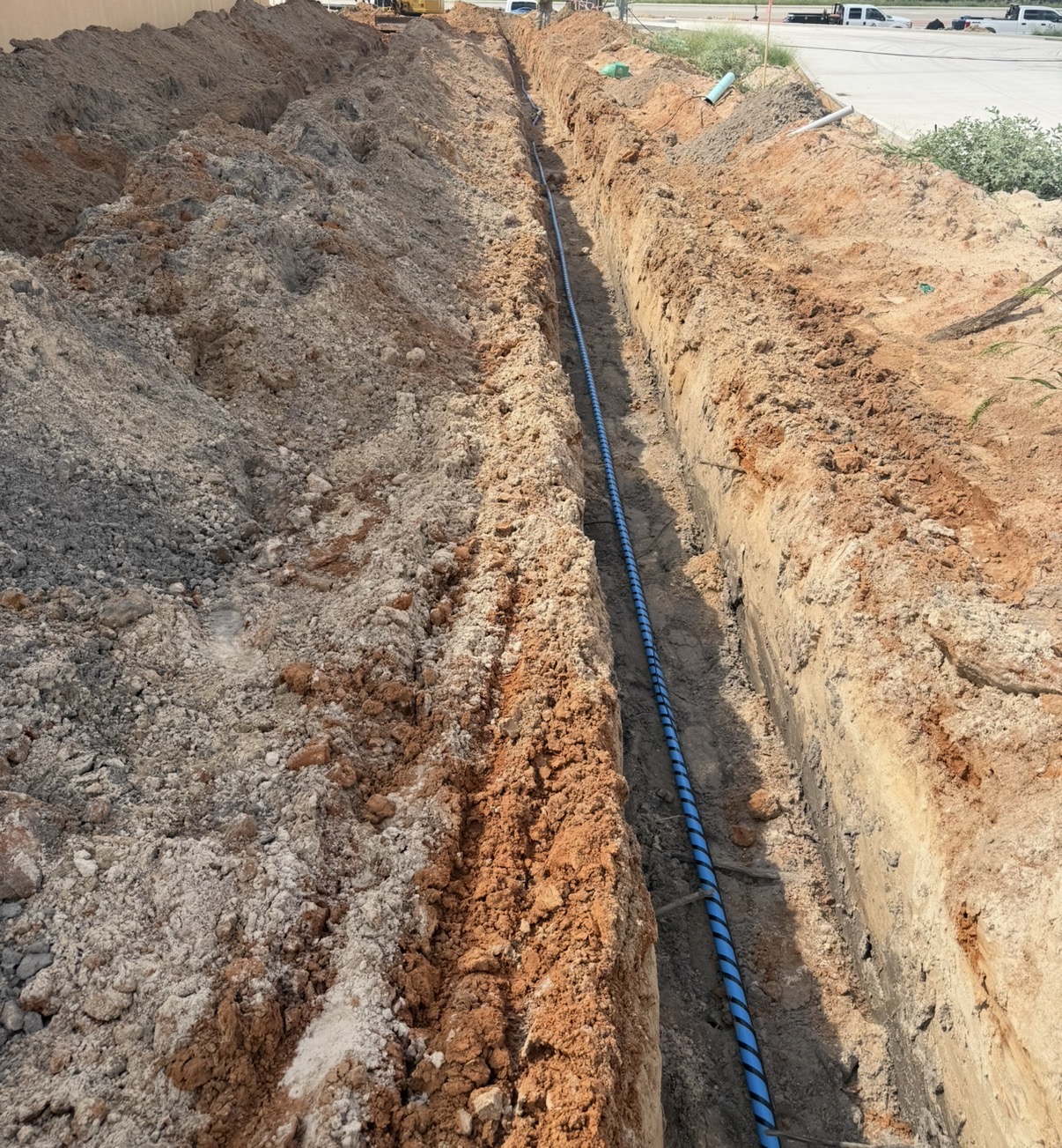 Sewer line installation trench work in Tyler TX